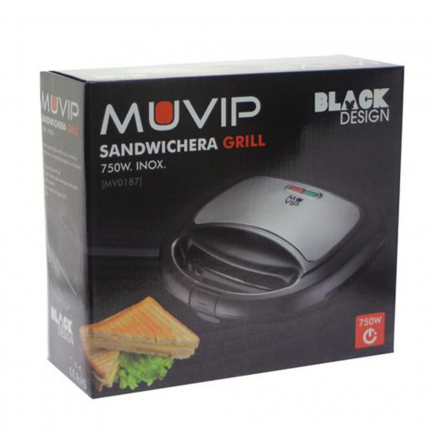 Sandwichera INOX Grill 750W Negra MUVIP
